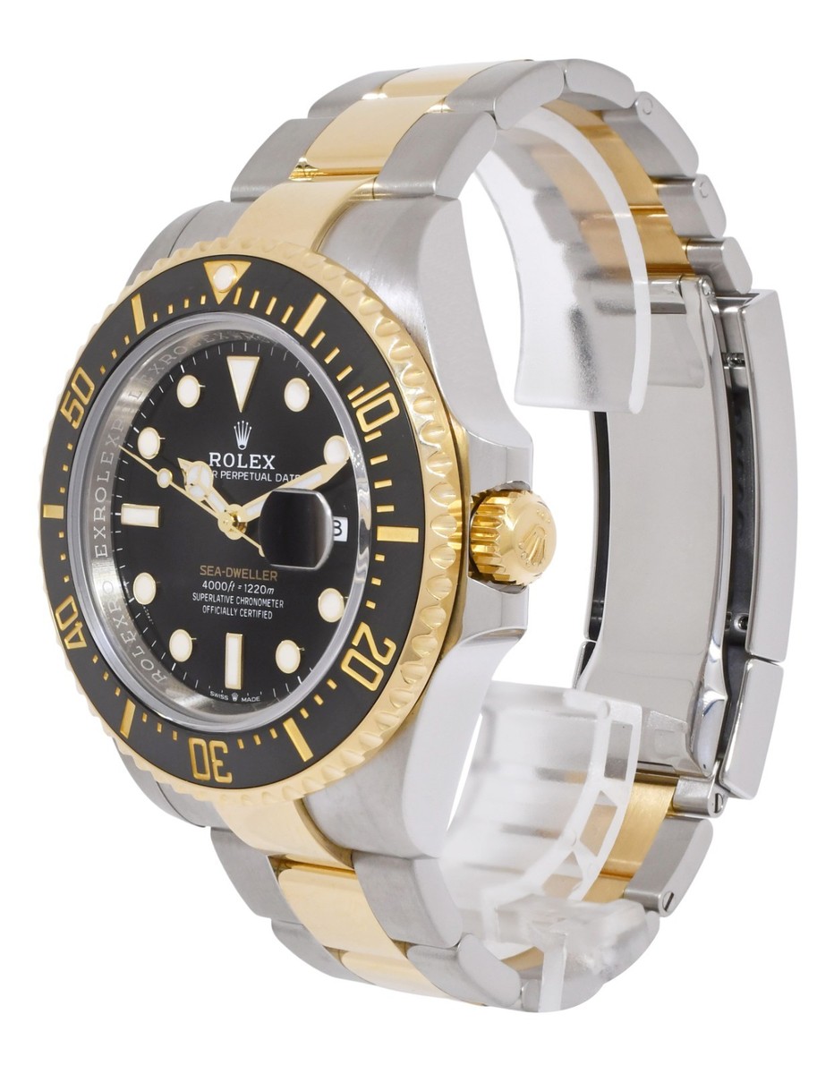 Rolex Sea-Dweller 43 18k Yellow Gold/Steel Black Mens Watch +Card