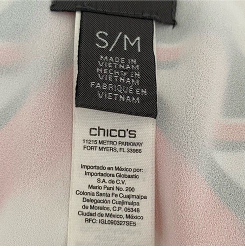 Chico’s Travelers Women’s Sz S/M Scarf Printed Top Geometric Print Split Sleeve - Picture 5 of 6