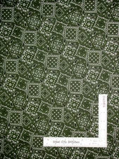 Bandana Western Cowboy Cowgirl Hunter Green Cotton Fabric By The Yard