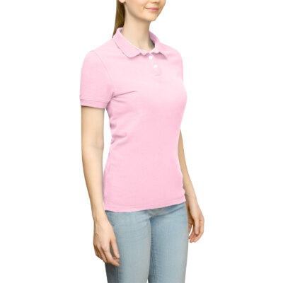 Page & Tuttle Solid Jersey Short Sleeve Polo Shirt Womens Pink Casual P39919-PNK