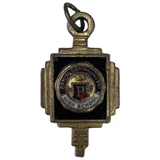 1963 PCHS Pekin Chinks High School Class Pendant Red Stone Non Magnetic Metal