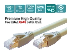 Premium Quality CAT8 CAT7A High Speed Fire Rated  Ethernet Cable 3~100ft Lot