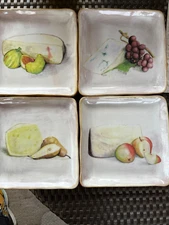 Crate & Barrel Square Appetizer Plate Approx. 7” Made in Italy Fruit Cheese