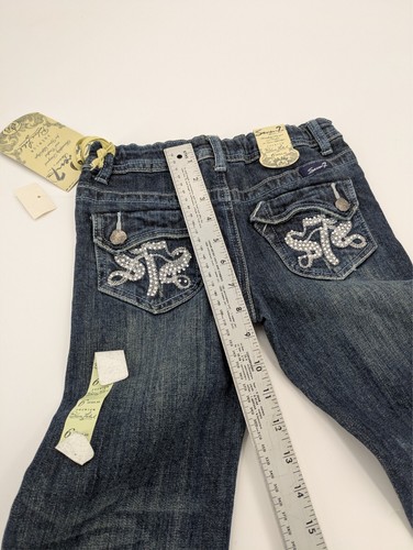7 Seven Jeans Size 6 Adjustable Waistband 5 Pocket Rhinestones Y2K Straight Leg - Picture 4 of 15