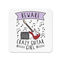 Beware VerrüCkte Gitarre MäDchen KüHlschrankmagnet Scherz Musik Rock Daughter