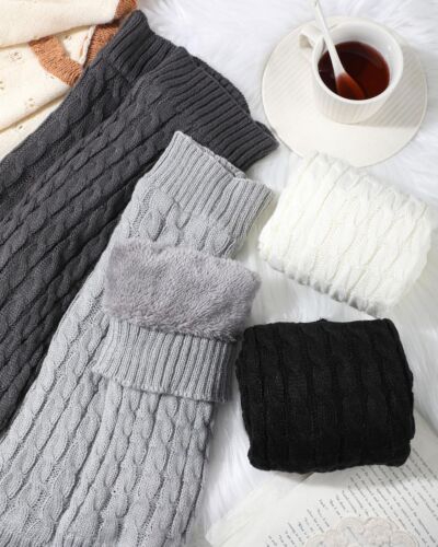 Winter Fleece Lined Leg Warmer for Women Knit Long Boot Socks Double Layer Sk... - Picture 6 of 6