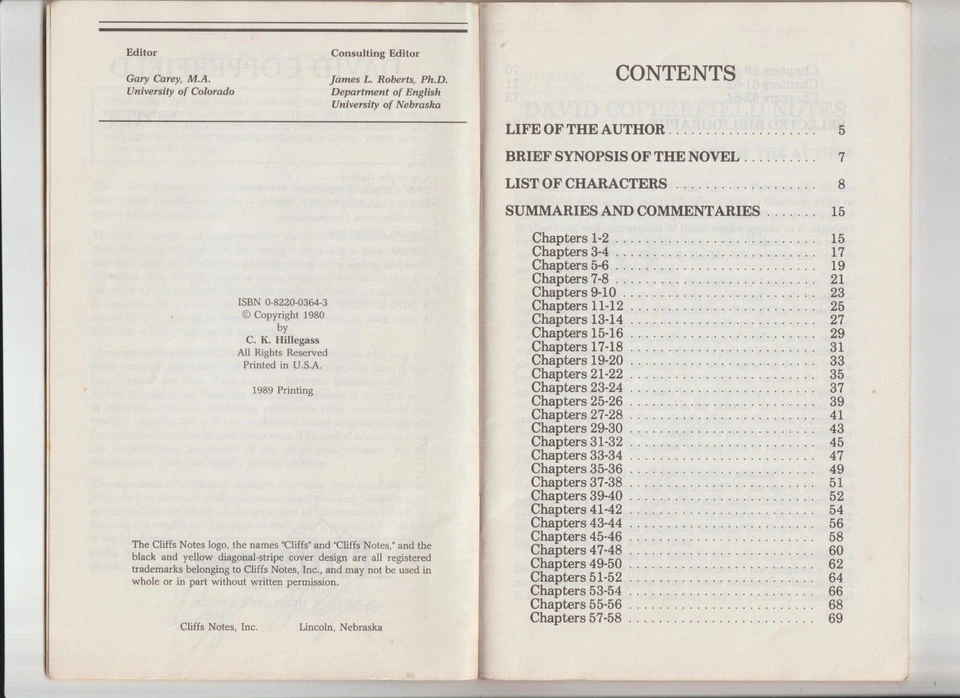 DICKENS DAVID COPPERFIELD Cliffs Notes Paperback 1980 - Image 2 of 3
