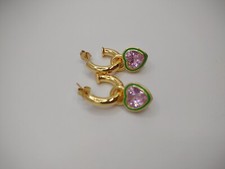 Heart Huggie Pink Hoop Earrings