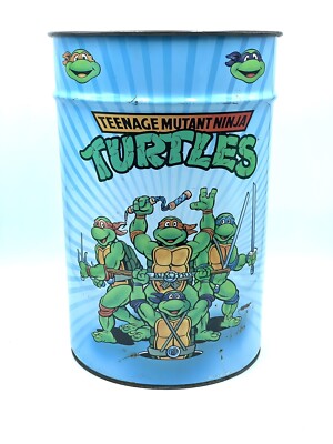 Teenage Mutant Ninja Turtles Metal Waste Basket/Bin 1990 Exclusive