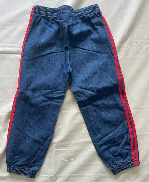 Adidas Size US 4 Blue Jean with 3Stripes Red Pull up Elastic Band Jogger Lace up - Image 2 of 4