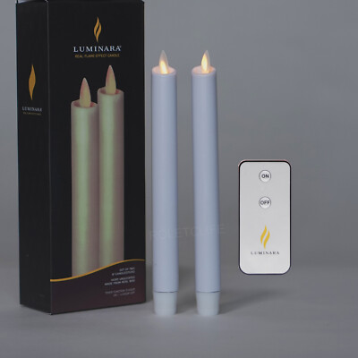 Luminara Flameless LED Battery Taper Candles Set of 2 with Remote (White) 8''