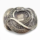 German silver belt buckle Jormungandr, World Serpent buckle, Dragon buckle