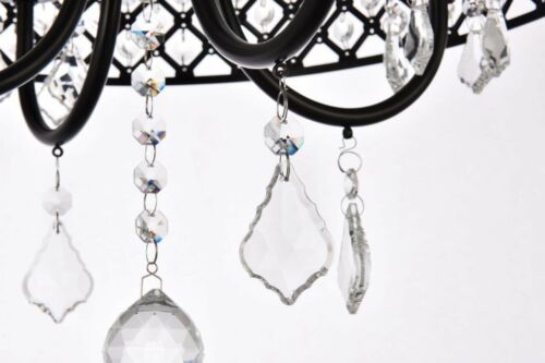 Semi Flush Mount Chandelier Black Bedroom Kitchen Hallway Crystal Light Fixture - Picture 9 of 9