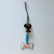 au one Dog Mascot Cell Phone Strap Charm Figure  Cleaner Rare Japan