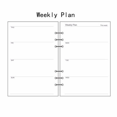 A5/A6/A7 Weekly Planner Diary Insert Refill Schedule Organiser Plan 45 Sheets #B