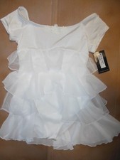 NWT Bloch CL8072 CapSleeve Ballet Dress White Ruffled floral Bodice Girls Large