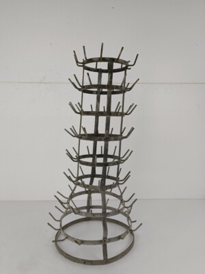 Large French Antique Champagne Wine Bottle Drying Rack 8 tier