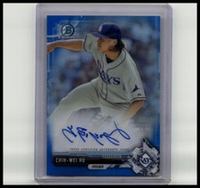 2017 Bowman Chrome #CPA-CWH Chih-Wei Hu Prospect Autographs Blue Refractor #/150