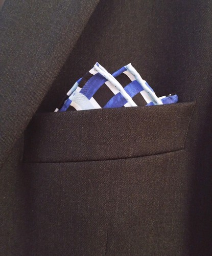 Silk Mens Pocket Square-Hand Rolled 100% Silk Striped Pocket Square - Picture 6 of 6