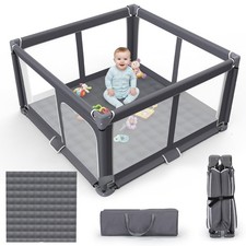 Foldable Baby Playpen with Mat, 50"x50" Safety Play Yard for Babies  Toddler...