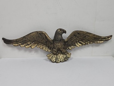 Vintage Brass American Eagle Wall Mount Plaque Colonial Style Wingspan 19 