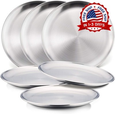 Juego De Platos Redondos De Acero Inoxidable Para Plato De Cena Camping Al Aire