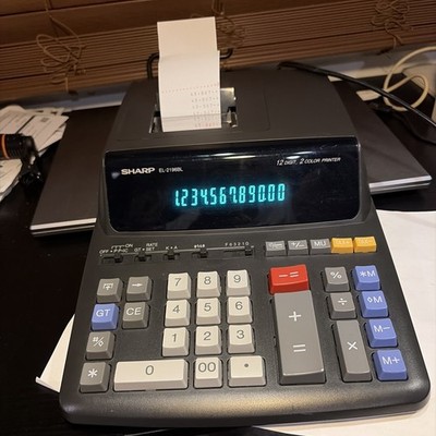 Sharp EL-2196BL Desktop Calculator 12-Digit with 2 Color Printing Features