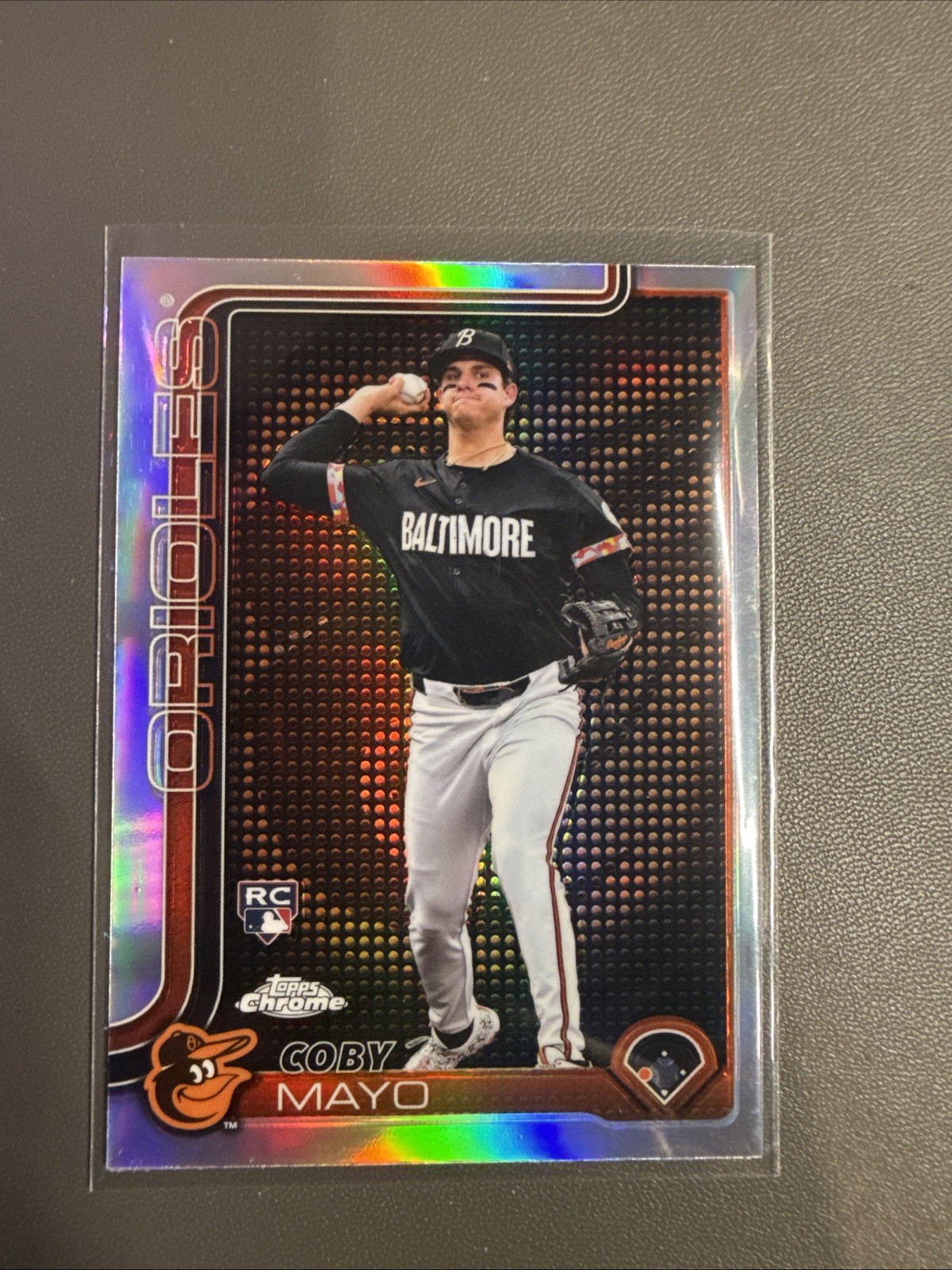 COBY MAYO 2025 Topps Chrome #120 Lightboard Logo - SP RC Case Hit - Orioles