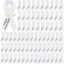 Ysleen 100 Pcs Funeral Memorial Ribbons Pins Classic White