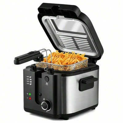 Electric Deep Fryer with Basket 1500W Stainless Steel Home Kitchen