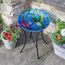 Image of Smart Garden Hummingbird Glass Bird Bath Table 50cm x 35cm UV Weather Resistant