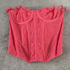 Out From Under Womens Small Corset Lace Coquette Pink Underwired Urban Outfitter
