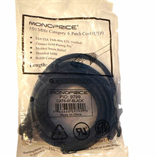 Monoprice Cat6 RJ-45 Ethernet Patch Cable 7 ft Black Gold Plated CAT6-07-BLACK