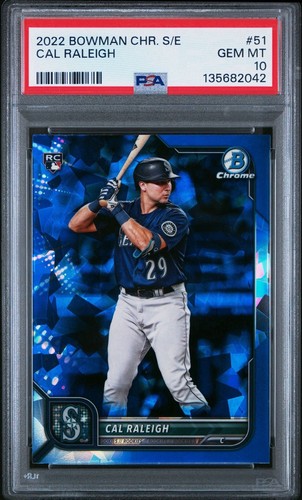 Cal Raleigh 2022 Bowman Chrome Sapphire Rookie PSA 10 Gem Mint #51 RC ...