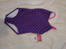Kanu Surf Girls One Piece Swimsuit Chloe Purple with Pink Polka Dots sz 12