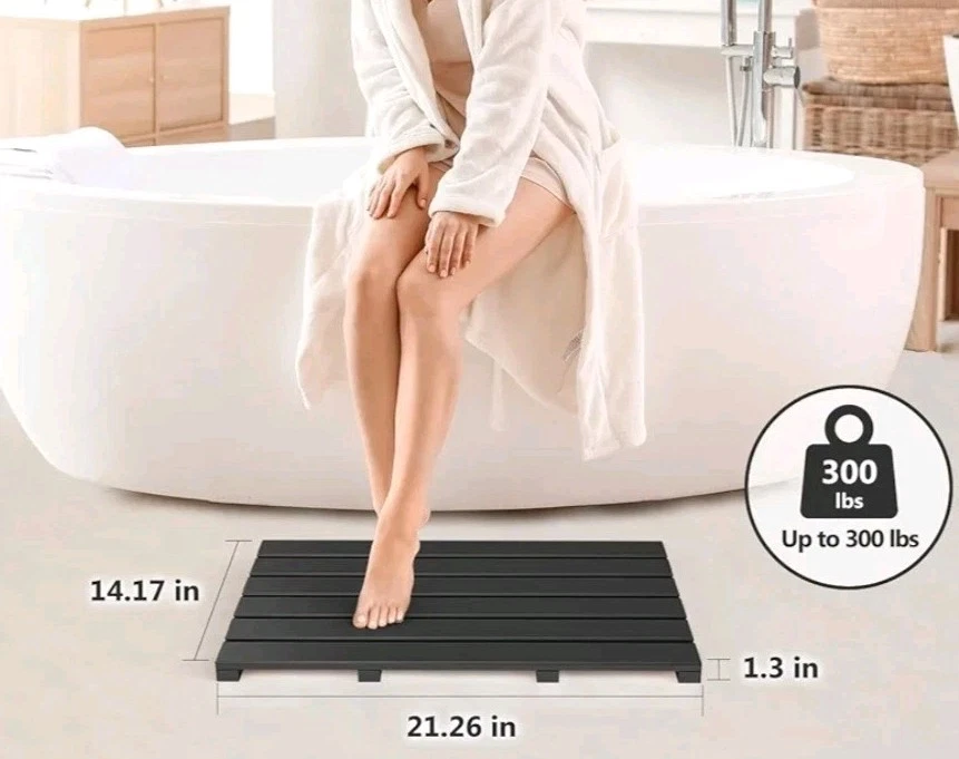 Domax 竹浴垫浴室 - 淋浴垫防滑防水木制... — 第 2/4 张图片