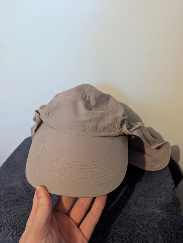 Simms No Fly Zone Sunshield Hat Mens One Size Beige Adjustable Long Bill UPF 50 - Image 2 of 4
