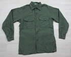 Vintage US Military Fatigue Shirt (15.5x33) Army Cotton Sateen 60s Vietnam Era
