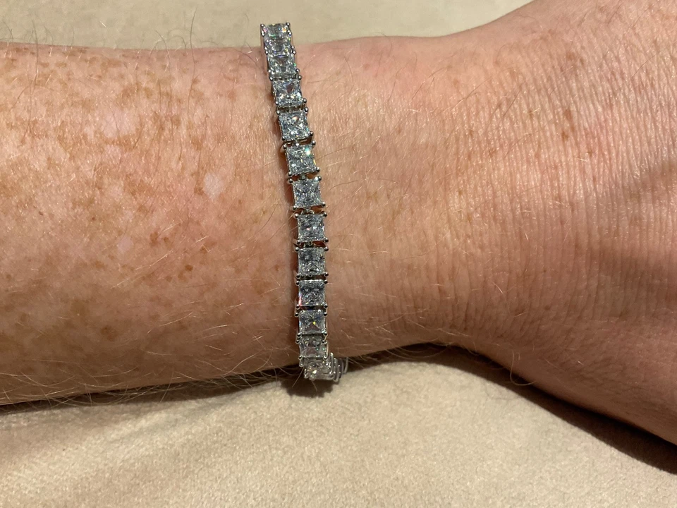 20.99 Carat Lab Created Diamond Tennis Bracelet Platinum Plated 925 6.5” Inch - Image 2 of 4