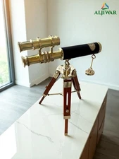 Brass Antique Telescope with Tripod Stand – Vintage Nautical Spyglass