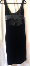 Vera Wang Lavender Label Black Velvet Dress w/Cummerbund Sash, Size 14-New w/Tag