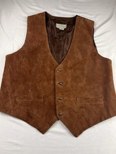 VTG Arizona Jean Co Suede Leather Vest Western Rugged Cowboy Outdoorsman Brown M
