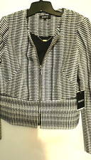 149 Org. NWT DKNY - Black White Striped, Zip Front Blazer Jacket - Size 8