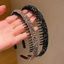 Children's Headbands - Sparkly Rhinestone Toothed Hair Accessories - 2 Pieces