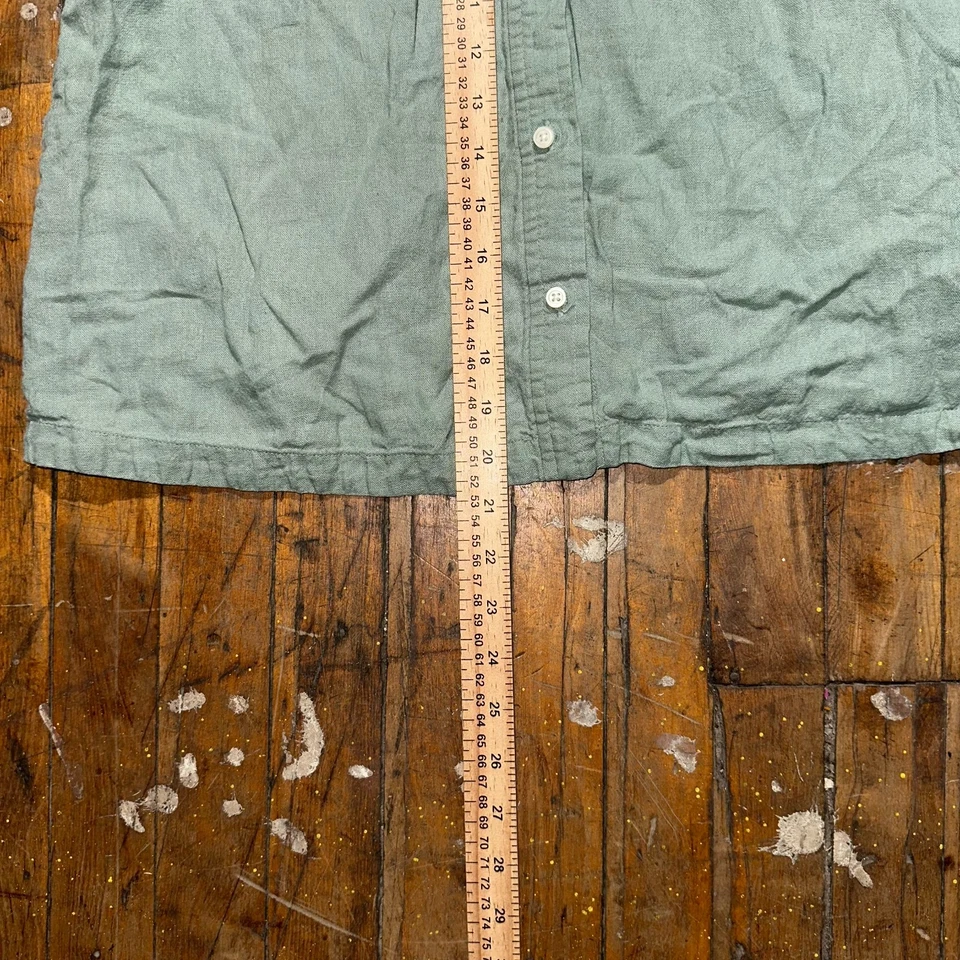 Gap背心女式中号绿色纯色亚麻无袖领纽扣前襟 — 第 4/4 张图片