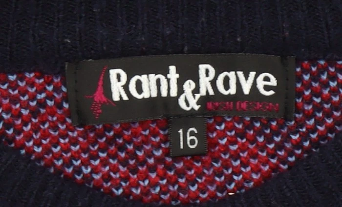 Jersey de mujer Rant & Rave rojo marino floral mezcla de lana talla 16 Foto 4 de 4