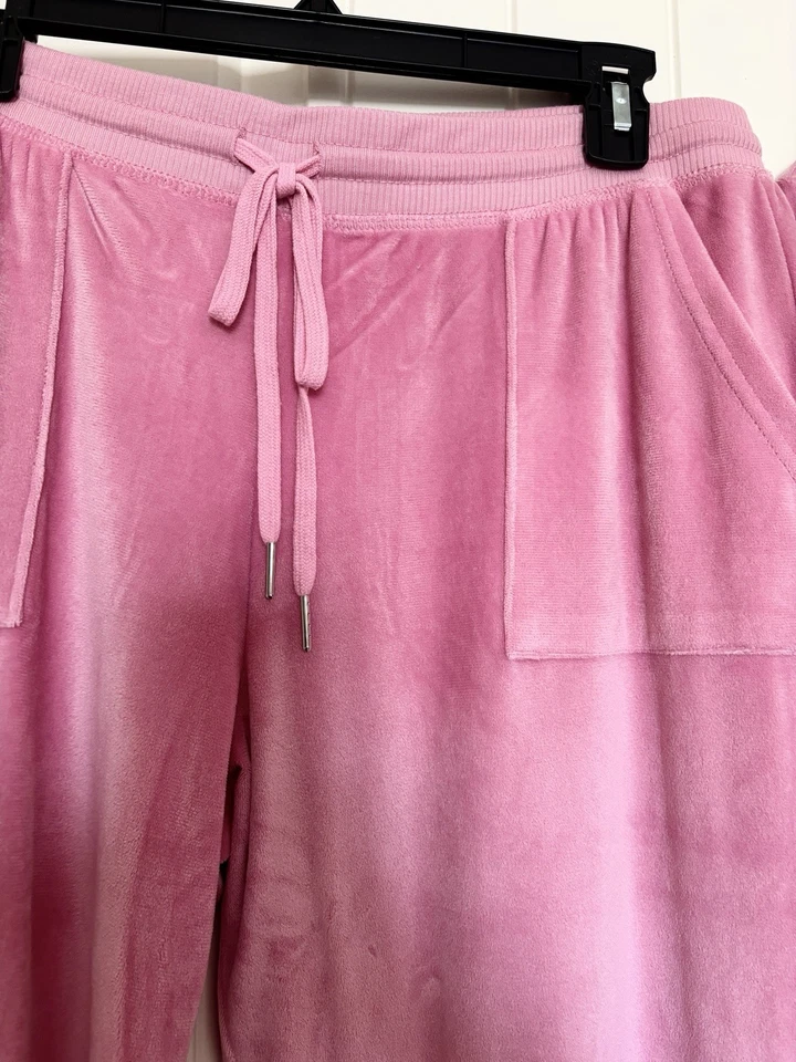 Juicy Couture Size L Velour Sleepwear Set Top & Pants Rose Pink Y2K New W/O Tag - Image 4 of 4