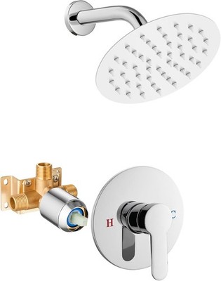 Shower Faucet Set,6 Inch Round Rainfall Shower Head,SUS304 Stainless Steel