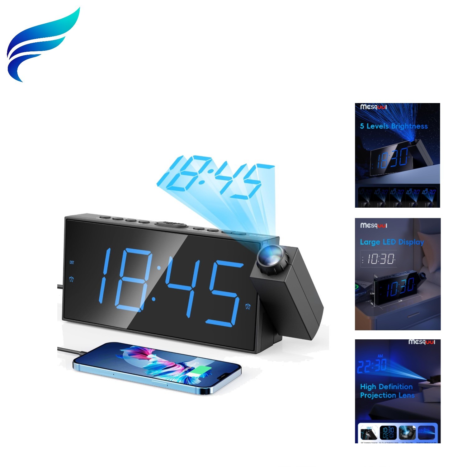 With Adjustable Brightness & Dual Alarms