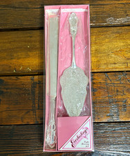 Everlasting Elegance 2pc Silverplate Wedding Cake Knife & Server Set Boxed